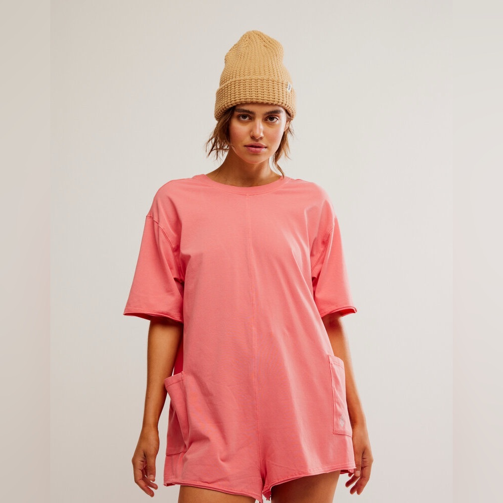FP MOVEMENT Hot Shot Tee Romper Hibiscus NWT
